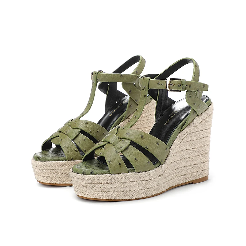 Latest Women's Fashion Wedge High Heel Buckle Sandals Roman Open Toe Shoes Banquet Dress Shoes Party Summer Women's Sandals34-43