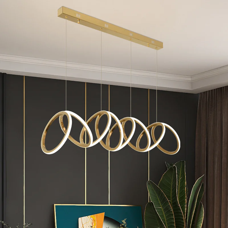 

Led Art Chandelier Pendant Lamp Light Room Decor Lustre Luxury Ring Fixtures Hanging In Kitchen Corridor Exhibition Hall