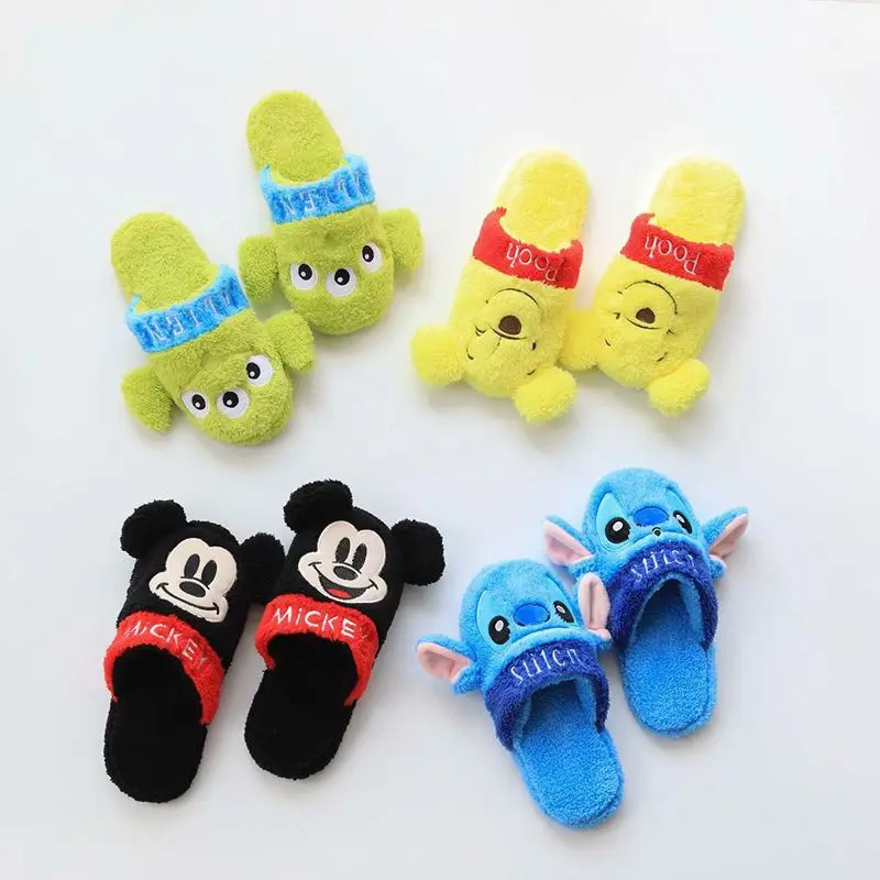 

Disney Cute Non-slip Cotton Slippers Home Shoes Ladies Cartoon Fashion Couple Indoor Warm Slippers Winter Confinement Shoes