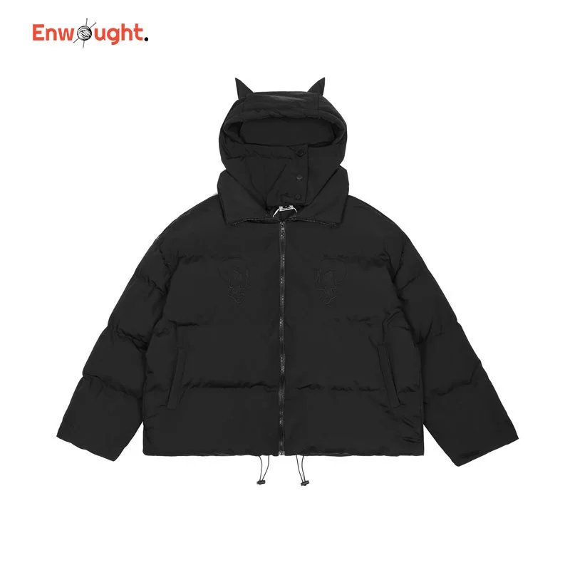 

ip op Parkas Little Devil i Street Outwear Streetwear arajuku Cotton Fasion Men's Down Jackets Skull Coats Winter