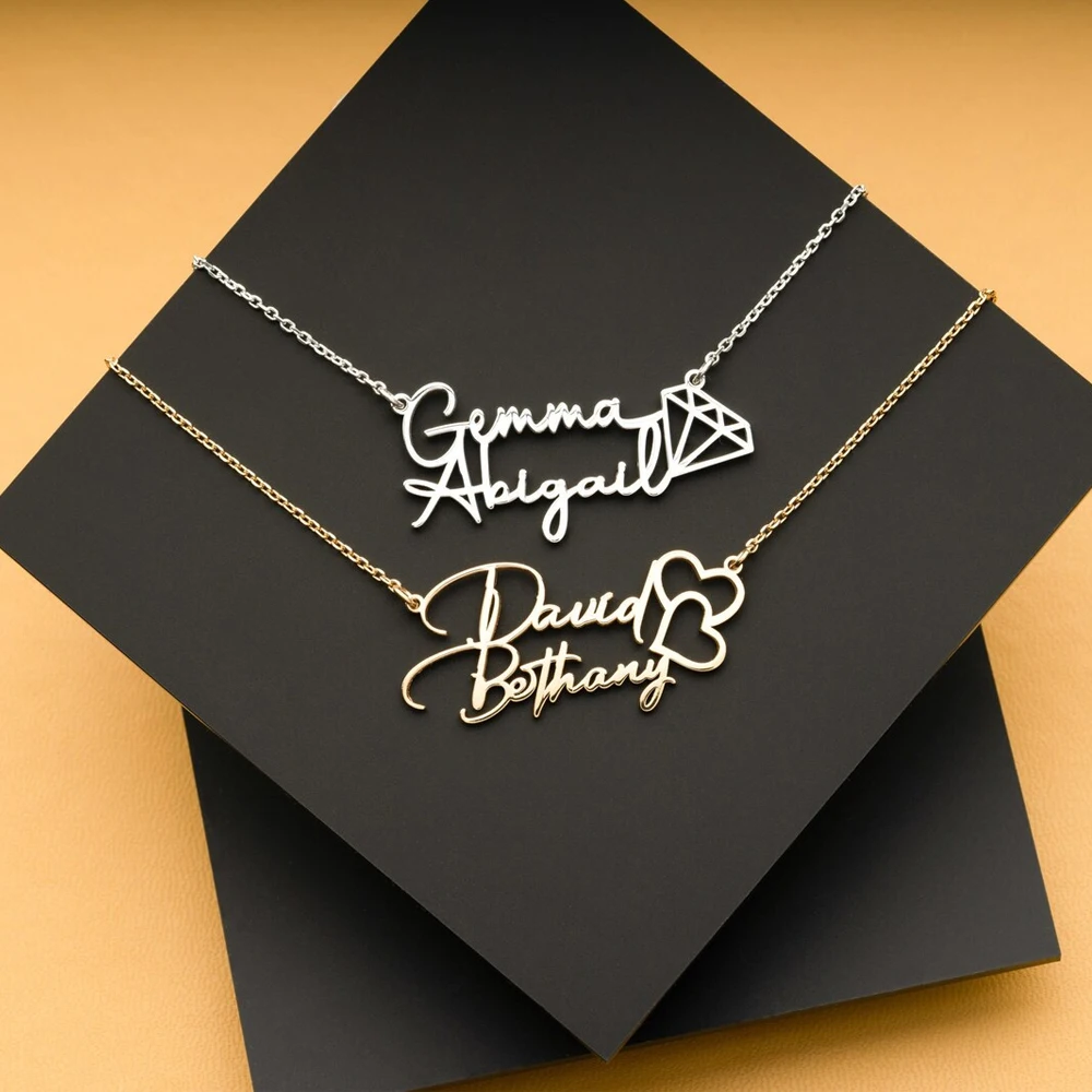 Индивидуальное ожерелье Haiyufly с именем на заказ для женщин чокер сердцем цепочка