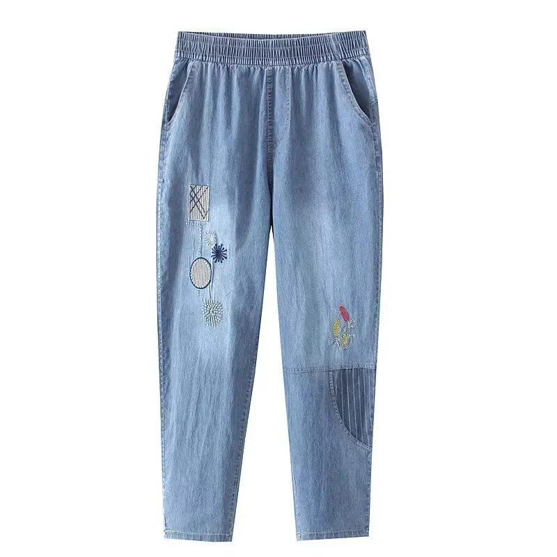 

Plus Size Jeans For Women Clothing Fashion Stretch Embroidery Harem Pants Summer 2022 D1-2205