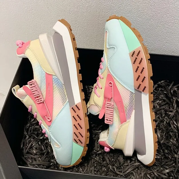 

INS Style New 2022 Color Matching Sneakers Women Shoes Lace-up Casual Shoes Platform Woman Flat with Ladies Shoes Women Sneakers