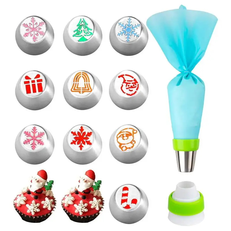 

Christmas Nozzles Set Christmas Russian Piping Tips Set Of 12 Icing Piping Tips For Cupcake Baking Birthday Party Cake