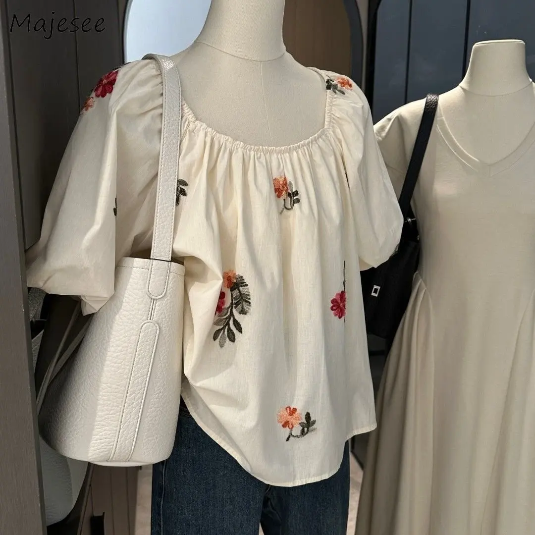 

Floral Blouses Women Summer Baggy Literary Office Lady Vintage Tops Prairie Chic Lantern Sleeve Gentle Femininas Blusas Harajuku