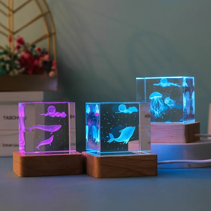 

Handmade Jellyfish Atmosphere Lamp USB Led Night Light Kids Birthday Christmas Gifts Creative Crafts Home Bedroom Table Lamp