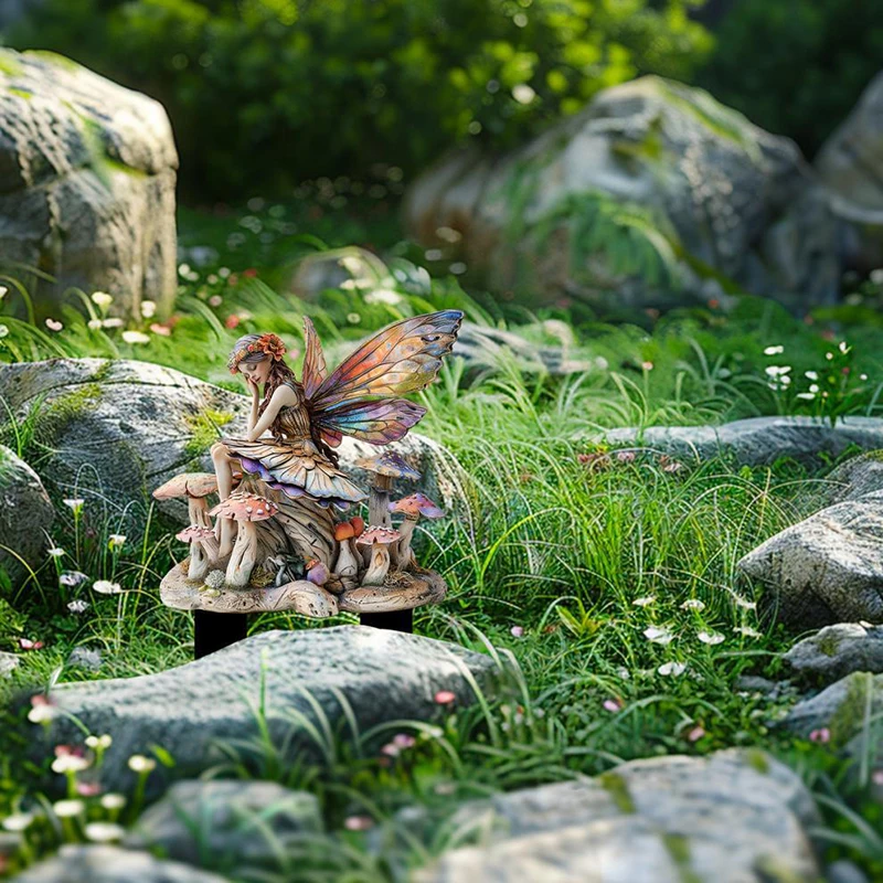 1 Pc Fairy Bohemian Mushroom Garden Stake Miniature Model Decoration Home Crafts Small Ornaments