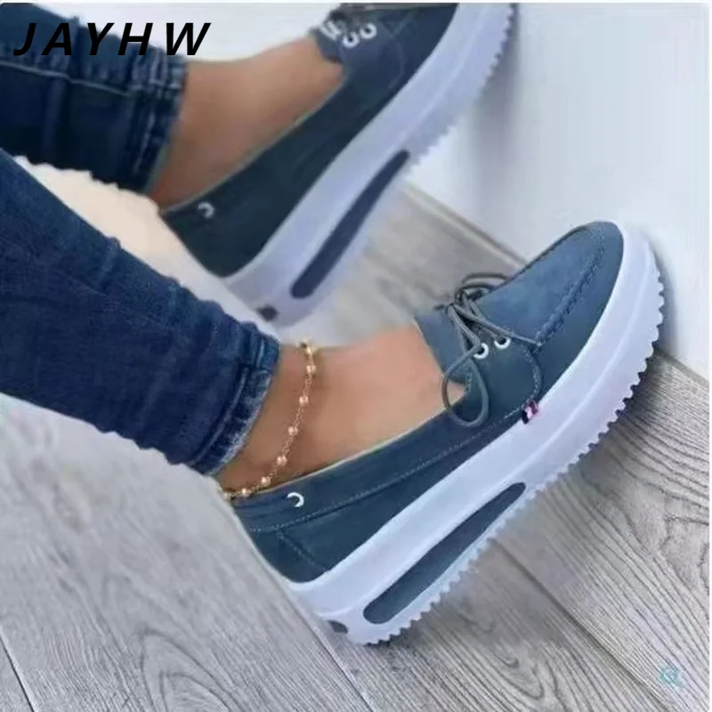 

2022 New Spring Casual Large Size Women's Single Shoes Thick Bottom Front Lace Casual Shoes Women's Shoes 43 Zapatos Para Mujer