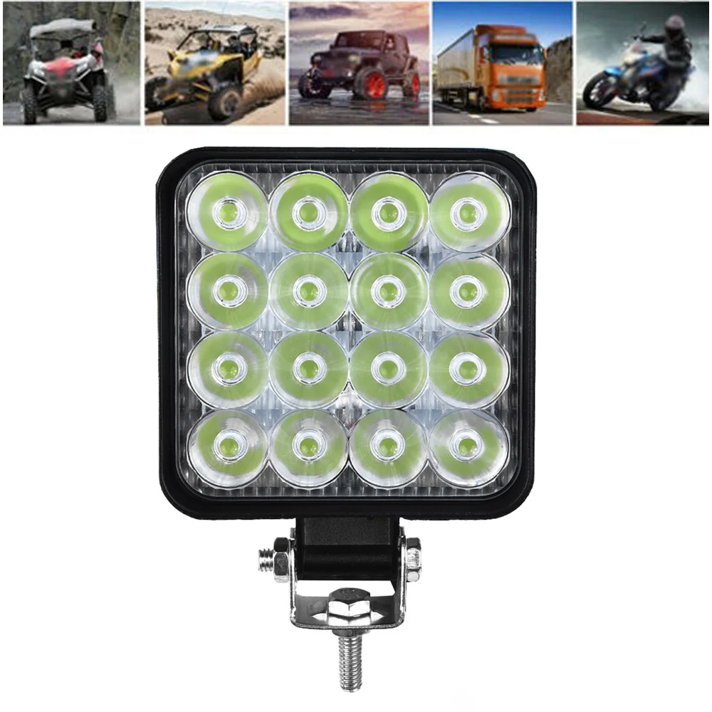 

48W 16LED Work Light Bar Floodlight Car ATV Off-Road Driving Fog Lamp 12V 24V Working Light Mounting Bracket Car Accessories