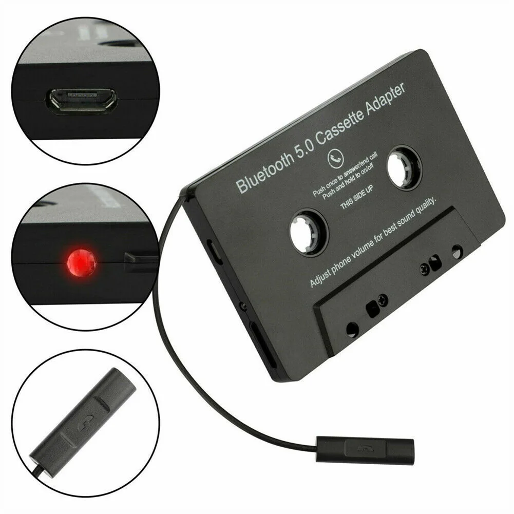 

Переходник для кассеты, совместимый с Bluetooth 5,0, автомобильная лента, аудиокассета для Aux, стерео, музыкальный адаптер, кассета с микрофоном