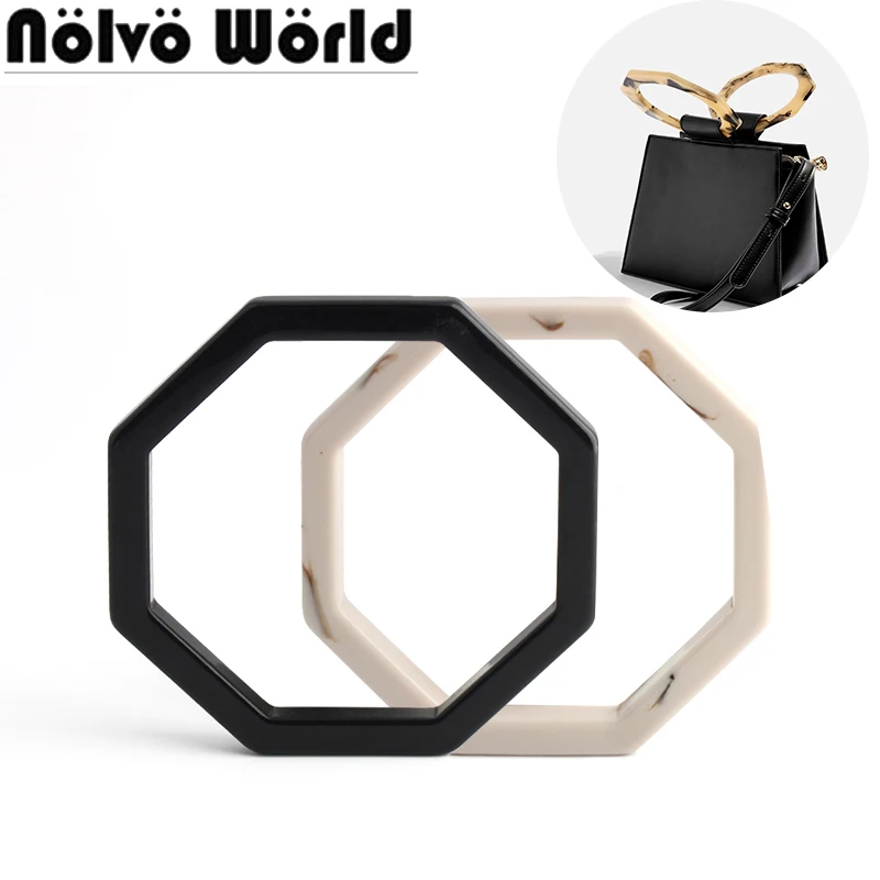 

2-20PCS Black White Resin Hexagonal Bag Handle For Shoulder Handbag Tote Purse Frame Replacement Bag DIY Handcrafted Accessories