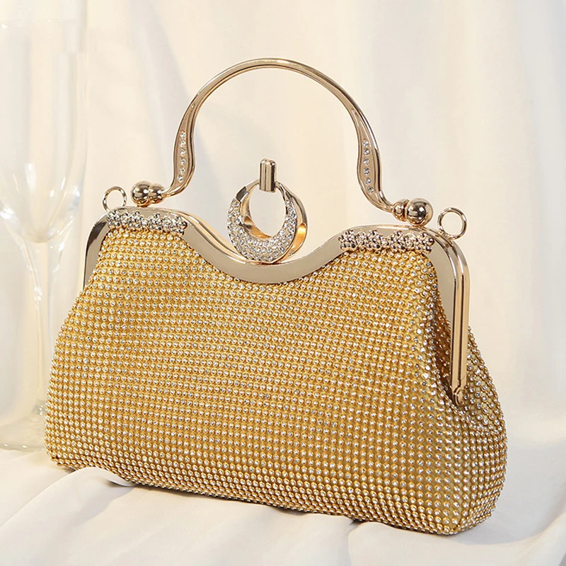 

Women Diamond Clutch Purse Wedding Luxury Designer Handbag Gold Silver Evening Bag Exquisite Female Chain Shoulder Sac X683H