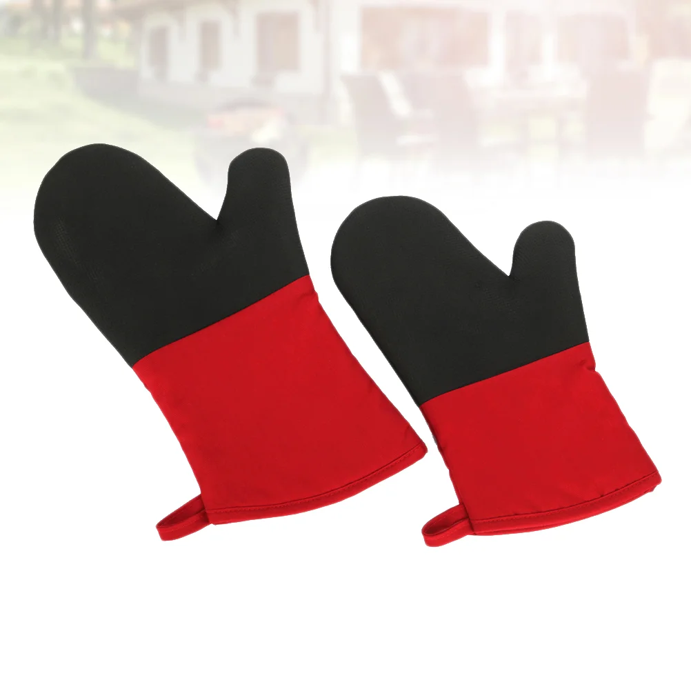 

1 пара жаропрочных утолщенных принадлежностей для выпечки в духовке для дома (красный + черный удлинитель)