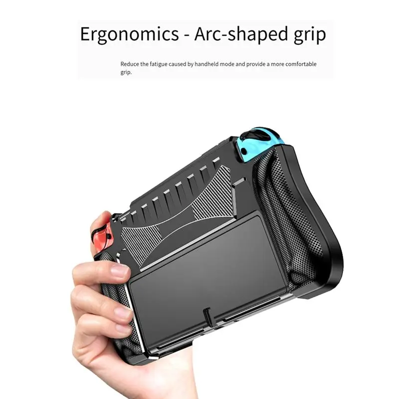 Фото Комплект аксессуаров M01K: защитный чехол из ТПУ для Switch OLED, с возможностью док-подключения, защита от падений, улучшенное сцепление, легкий вес, B №4