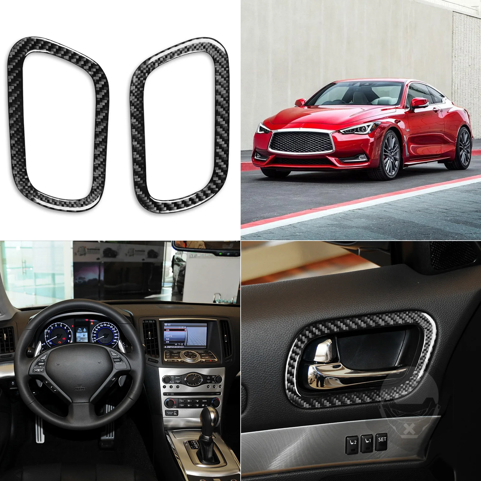 

for Infiniti G37 2010 2011 2012 2013 Q60 2014 2015 Door Handle Decoration Cover Trim Sticker Car Accessories Carbon Fiber