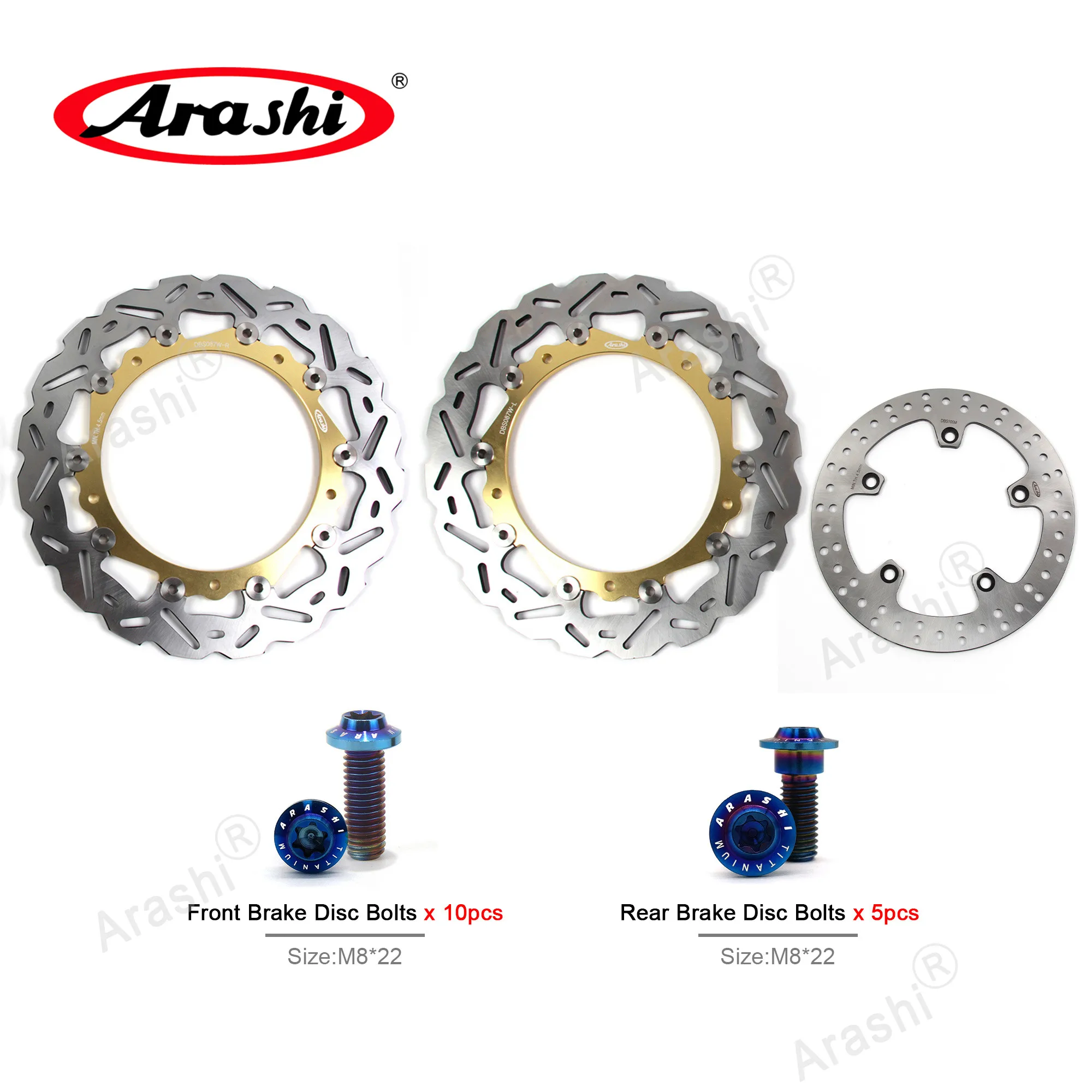 Болт тормозного диска Arashi с ЧПУ для BMW K1300R ABS 2008-2014/K1300S 2009-2015 Передний и задний