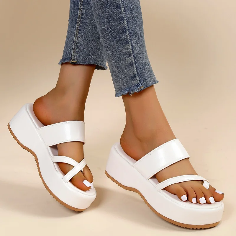 

2023 Summer New Waterproof Platform Peep Toe Women's Sandals Sexy Thick High Heels Wedges Indoor Slippers1