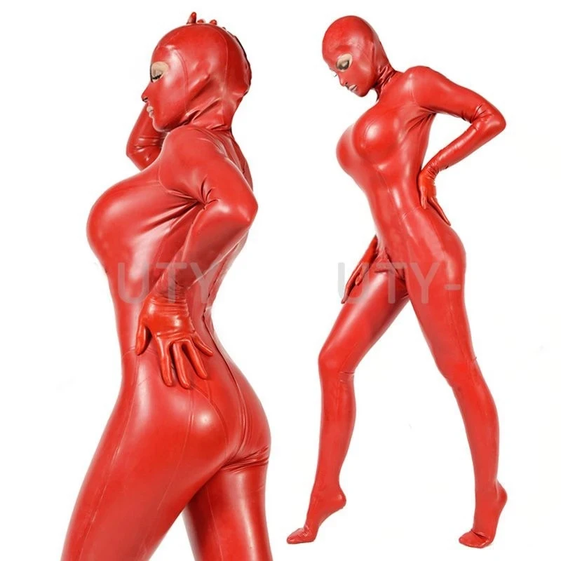 

Latex Rubber Gummi Catsuit Glove Full-body Bodysuit Tights Red Fetish