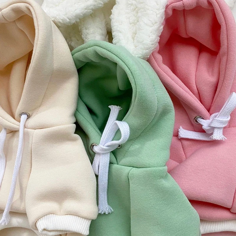 Осенняя кофта с капюшоном для собак с ушками Зайца Зимняя теплая куртка Розовая одежда для собак Костюм для тедди, бишон, аксессуары для домашних животных.