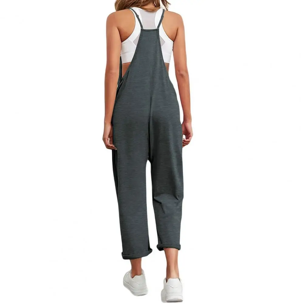 

Loose Jumpsuit Trendy Skin-touching Pockets Casual Wide Leg Suspender Playsuit Streetwear Women Jumpsuit Suspender Jumpsuit