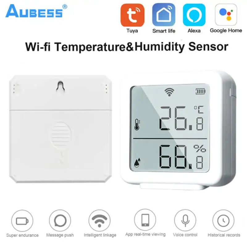 

Tuya WIFI Temperature Humidity Sensor Hygrometer Thermometer Indoor Detector Support Alexa Google Home Smart Life Remote Control