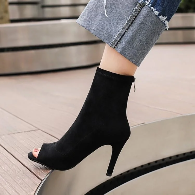 Jazz Dance high heels frosted suede fish mouth short boots h