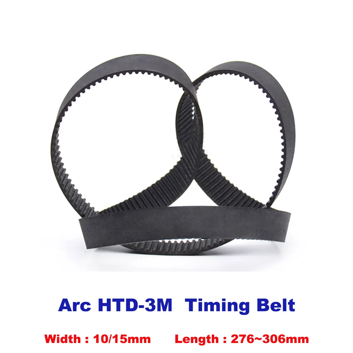 

Arc HTD3M Timing Belt Black Rubber Synchronous Pulle Width 10mm 15mm Length 276/279/282/285/288/291/294/297/300/303/306mm