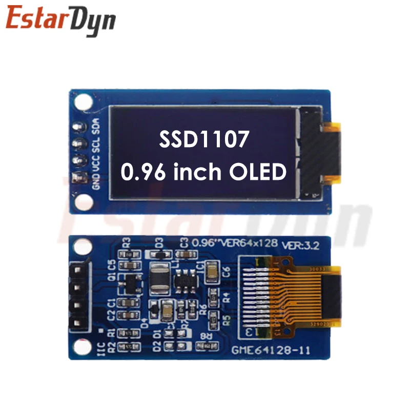 OLED-дисплей 0 96 дюйма 64 × 128 ЖК-модуль SSD1107 ЖК-дисплей OLED-модуль с вертикальным
