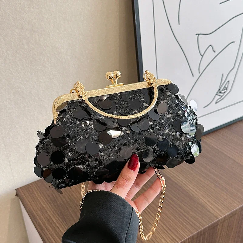 Серебряный клатч с блестками вечерняя сумка для женщин роскошная металлической