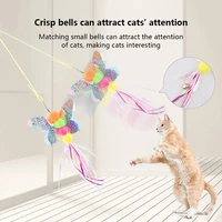 elastic rope catnip toy self hey teaser wand toy feather stick hanging door cat stick with bell bouncing rope swing cat supplies