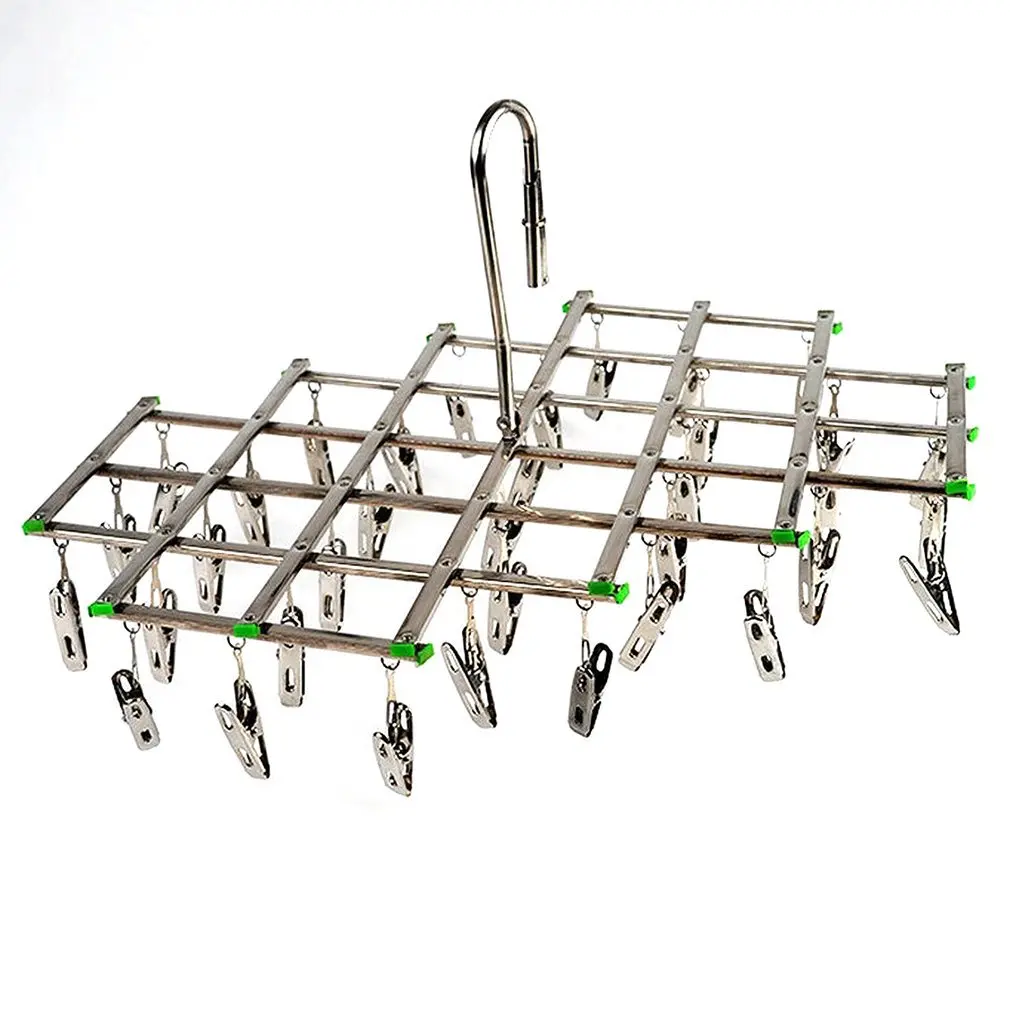 

clothes hanger drying rack socks clip hangers for clothes sock hanger Stainless Steel Windproof Swivel Organizer with 35 Clips