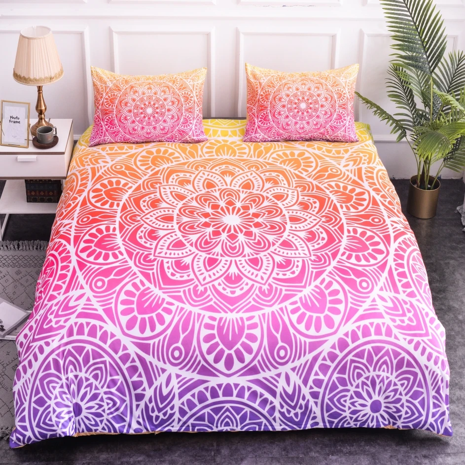 

Bedding Set Single Twin Full Queen King Size Flower Rose Bed Set Bohemian Datura Stramonium Children Kawaii Duvetcover Sets 07
