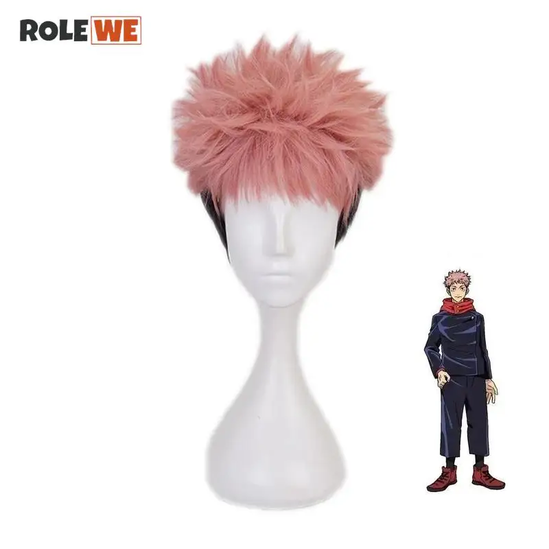 

Yuji Itadori Cosplay Wig Anime Jujutsu Kaisen Pink Black Short Heat Resistant Synthetic Hair Wigs + Wig Cap