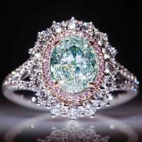 luxurious silver color trendy rings for women shining metal inlaid pink zircon white crystal wedding rings bridal jewelry