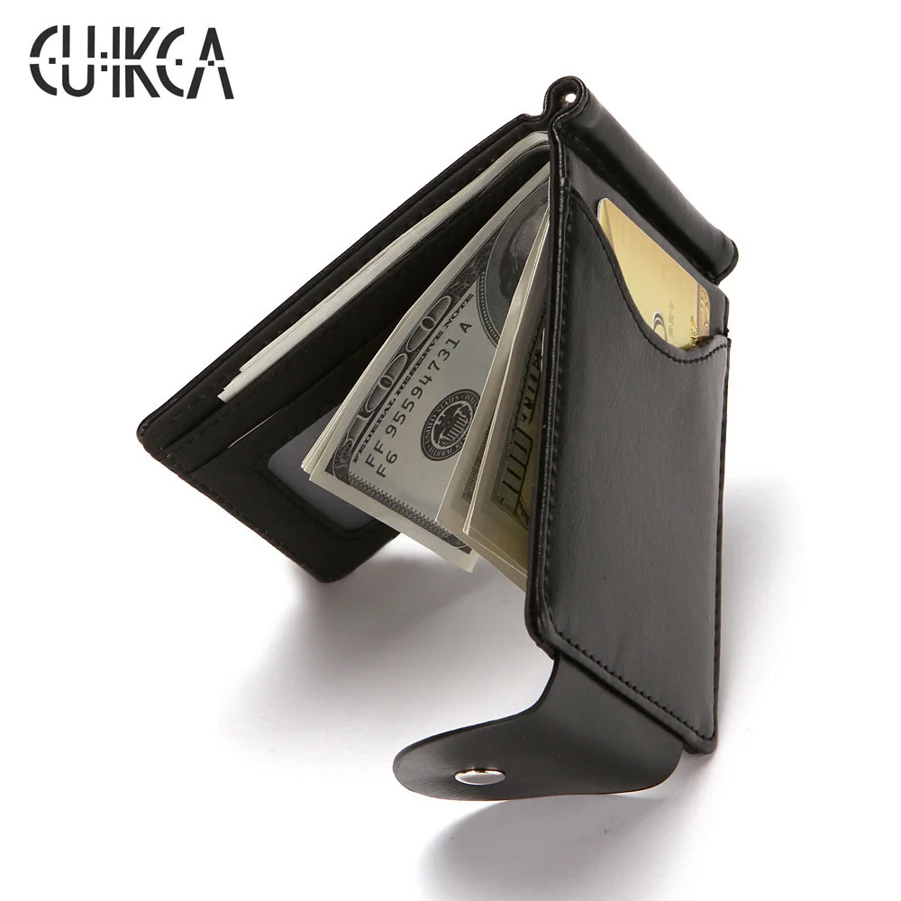 

South Korea Style Money Clip Men Wallet Purse Ultrathin Slim Wallet Mini Hasp Leather Wallet Business ID Credit Card Case