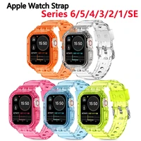 clear silicone strap for apple watch 44mm 42mm 40mm 38mm sport bracelet watch band for iwatch series se 654321
