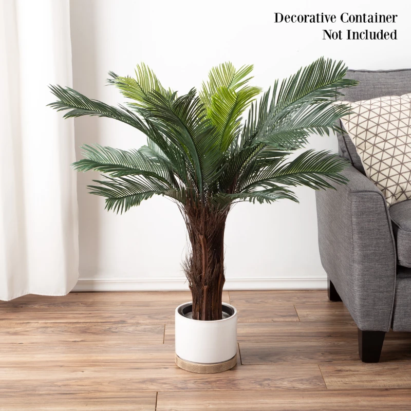 

Artificial Cycas Palm Tree- 3-Foot Potted Faux Plant- by