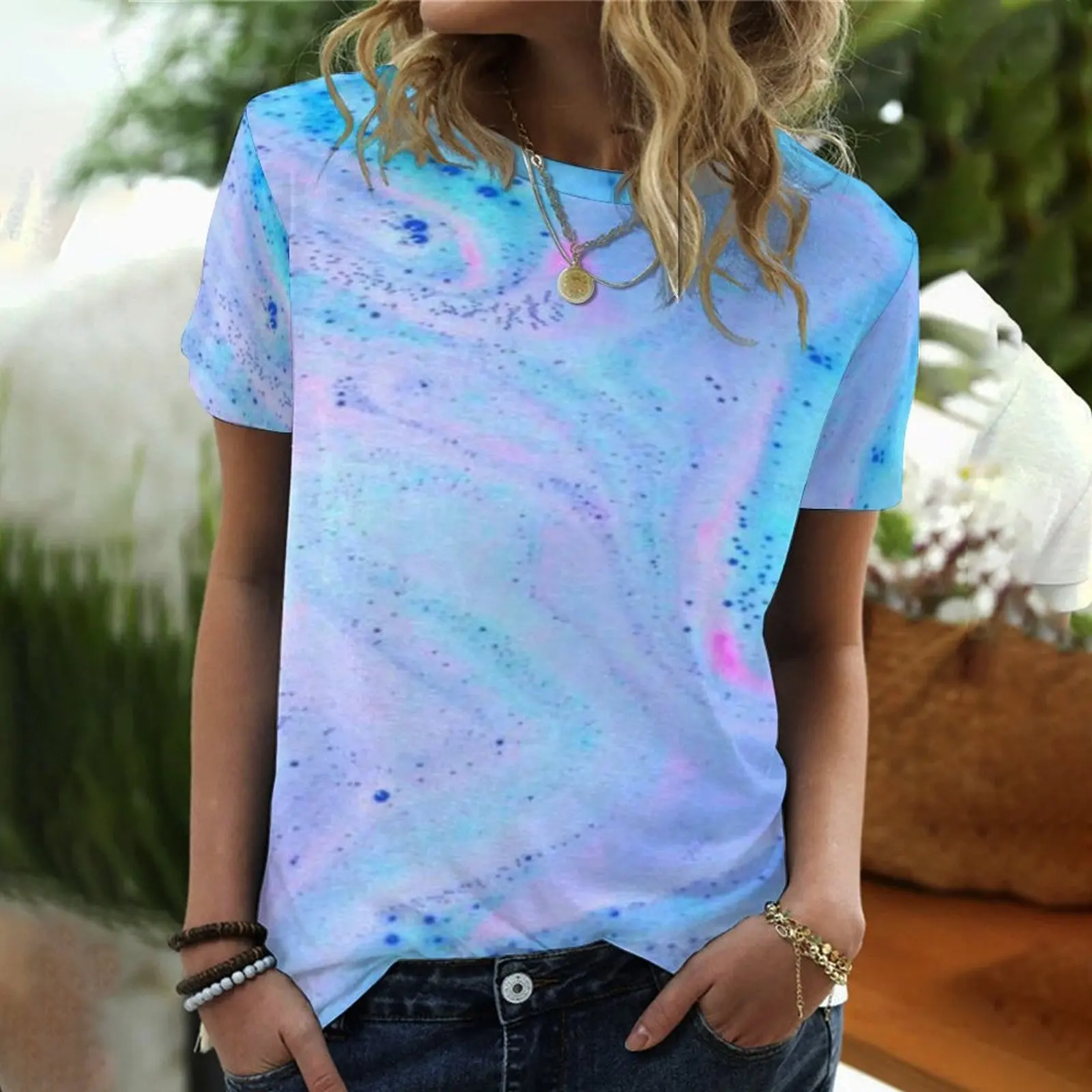 

2022 Summer Oversized T Shirts Womens Crew Neck Gradient Tops 6XL Plus Size Ladies Casual Short Sleeves Fashion T Shirt Clothes