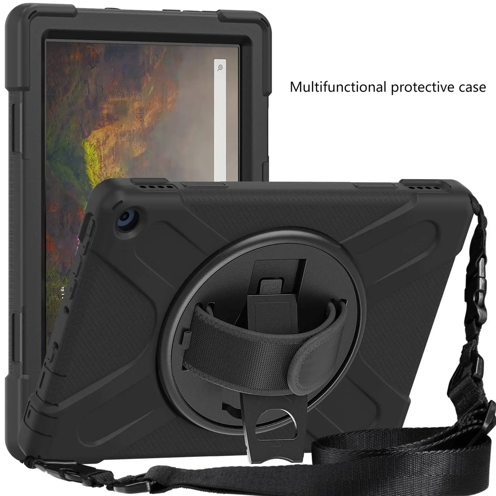 ABFN-For Fire HD 10Plus 11-го поколения (версия 2021 года) силиконовый защитный чехол с ремешком на руку, 261X179x23 мм (art.: 3920d82606641) - 3920d82606641