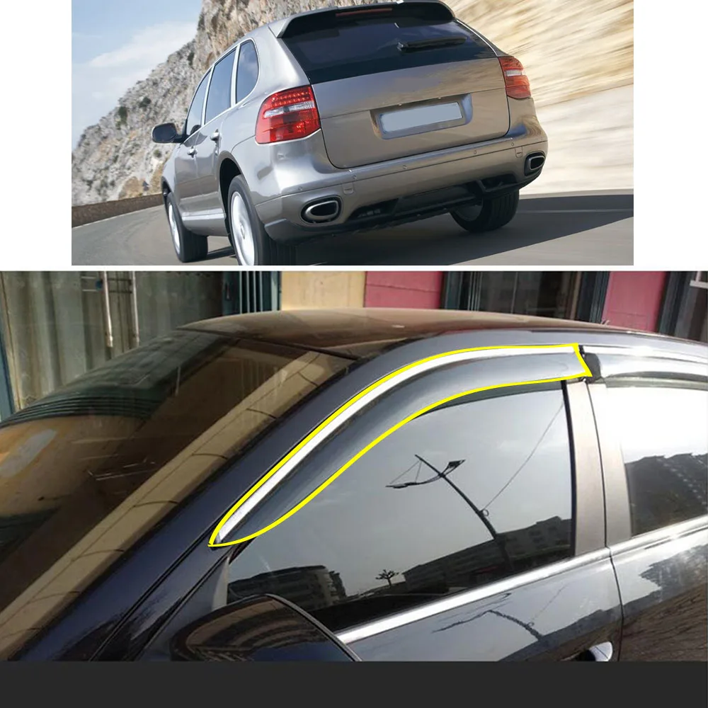 

Car Body Styling Sticker Plastic Window Glass Wind Visor Rain/Sun Guard Vent Parts For PORSCHE Cayenne 2006 2007 2008 2009 2010