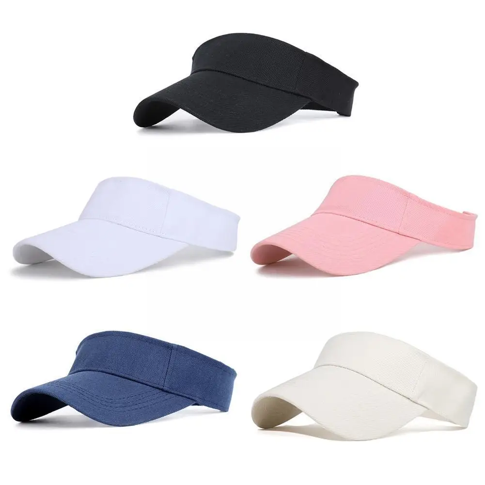 

Summer Sun Hats Men Women Cotton Adjustable Visor UV Golf Baseball Tennis Cap Solid Running EmptyTop Protection Sport Sunsc R4P0