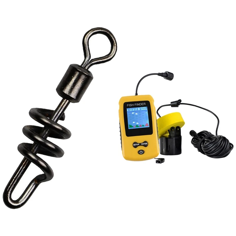 

30Pcs Corkscrew Swivel Fishing Swivel Snap Swirl Connector 10 & 1Set Sonar Fish Finder