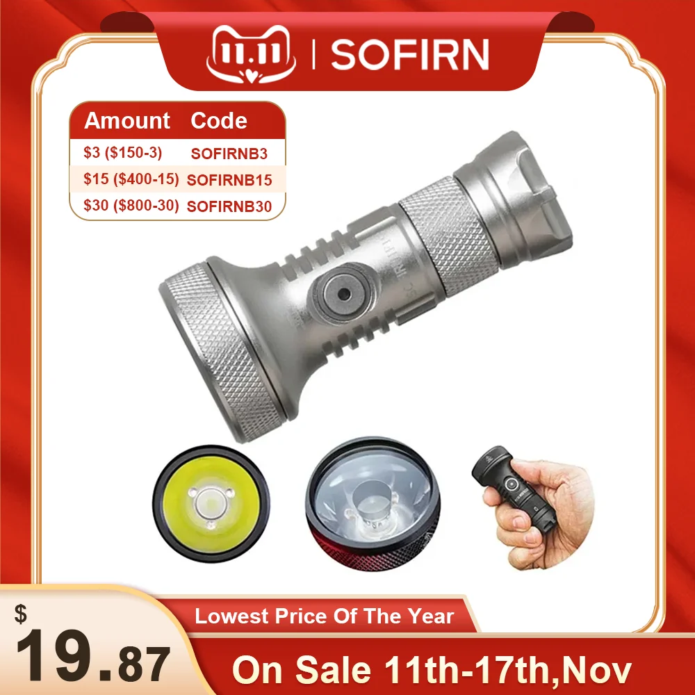 

Фотовспышка Sofirn-IF19 2000lm 18350 SST40, USB C, перезаряжаемая компактная фотовспышка с большим радиусом действия, портативная фотовспышка