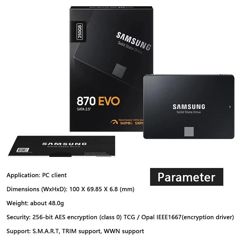 Акция! SAMSUNG SSD 870 EVO 1 ТБ Внутренний твердотельный диск 2 5 дюйма SATA3 жесткий для