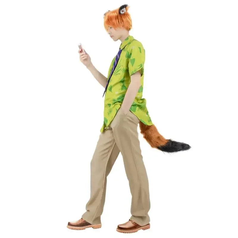 WENAM Женская футболка для косплея с галстуком зеленая принтом Гавайские цветочные