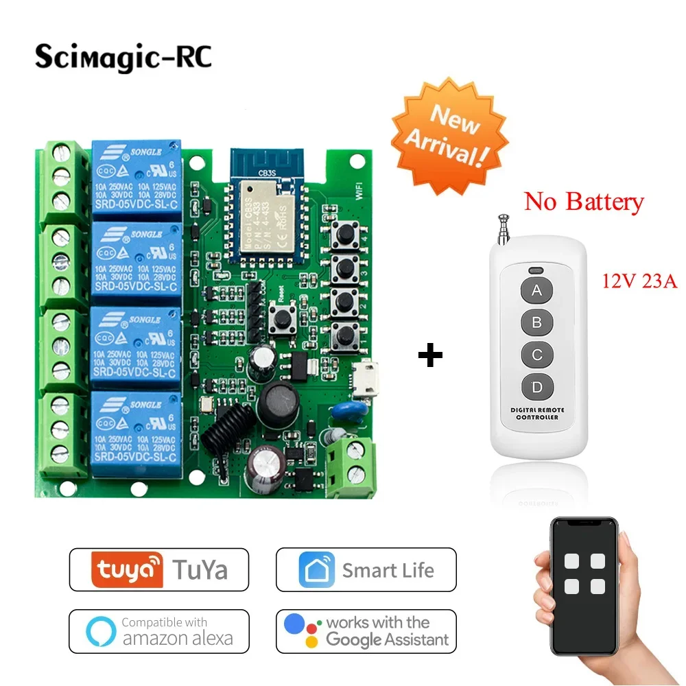 1 / 4 канальный модуль реле TUYA WiFi DC 7-32 В 110 220 самоблокирующийся 433 МГц