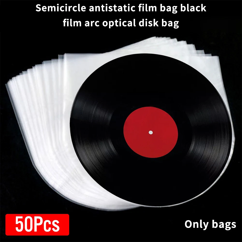 50pcs/set PE Vinyl Record Cover Protective Bag Inner Sleeves Anti Static Semicircular Dustproof For 12 Inch LP LD