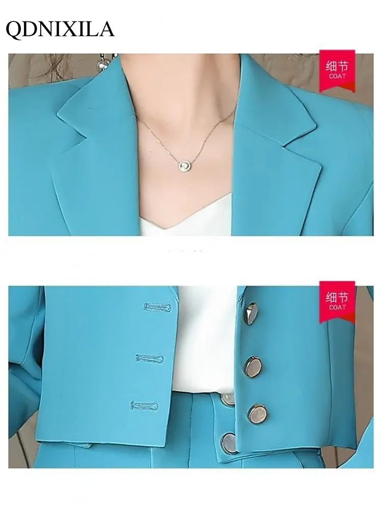 2023 Spring Fashion Blazer 2 Pieces Luxury High-end Temperament Casual Short Jacket and PantsChic and Elegant Woman Office Set
