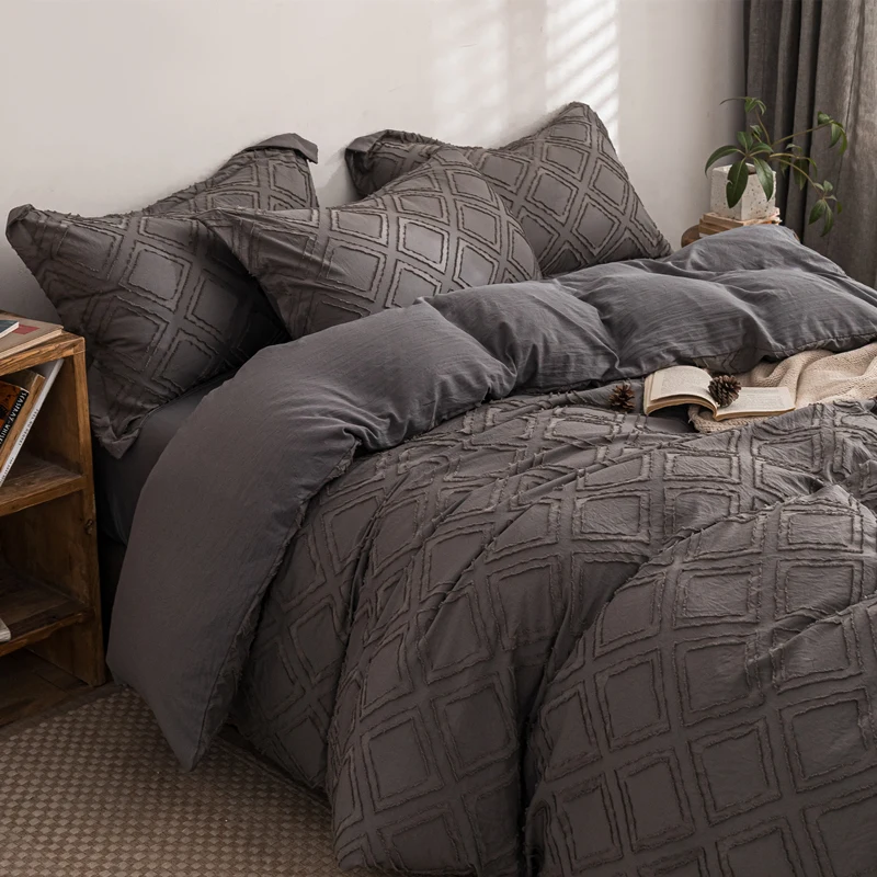 

Комплект постельного белья MissDeer из матовой ткани, Комплект постельного белья с геометрическим узором, с цветами, размеры Queen/King, пододеяльник, простыня, наволочка