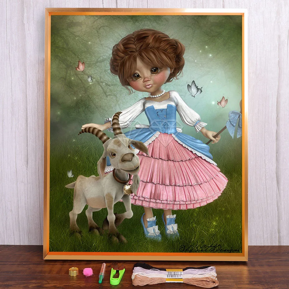 

Cartoon Joker Girl Boy Baby Ghost Printed Water-Soluble Canvas 11CT Cross Stitch Complete Kit DIY Embroidery DMC Gift